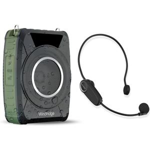 Bluetooth 5.0 Voice Amplifier with Wireless Mic Headset, Waterproof Personal Microphone Wireless Voice Amplifier, 20W Loudly Portable Megaphone PA System for Teachers, Safety Drills, Outdoors Indoors