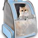 Cat Backpack Carrier,Pet Carrier Airline Approved for Small Dog Cat Puppy Kitten Bunny,Ventilated Mesh Design Animal Backpack for Hiking Camping Travel Bag (Blue)
