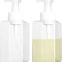 2 Pack Foaming Soap Dispenser 15oz Refillable Foam Liquid Hand Soap Empty Plastic Pump Bottle Container for Bathroom Vanities, Kitchen Sink, Hospital, Clinic, Clear 450ml