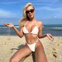 MIKETAI Sexy Bikinis for Women 2 Piece Bikini Spaghetti Strap Swimsuits Solid Color Bathing Swimwear Triangle Bathing Suit (White, M)