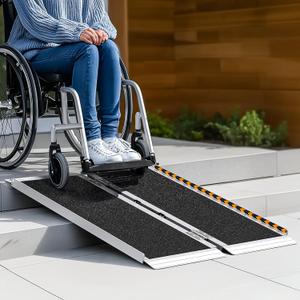 Portable Wheelchair Ramp 3FT, Non-Skid Aluminum Ramps for Wheelchairs for Home Steps, 800 LBS Capacity Handicap Ramp for Doorway, Threshold,Front Porch, Entry, Stairs 36" Lx 29.2" Wx2H