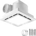 Bathroom Exhaust Fan with Light, 120 CFM Quiet Ventilation Fan with 6200K 12W LED Light 1.0 Sones Low Noise, 4" Duct Included Square Ceiling Mount Vent Fan for Shower Bathroom Office Home