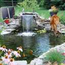 POPOSOAP 70W Solar Water Pump with Pond Waterfall Kit, 304 Stainless Steel Pond Waterfall Spillway, Pond Spillway with 9.8FT Corrugated Tubing for Garden Water Features-P5703