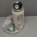 64 oz Glass Water Bottles with Straw Half Gallon Large Motivational Water Bottle with Time Marker Sports Water Bottles with Silicone Sleeve and Handle Lid Water Jug for Gym Workout (White)