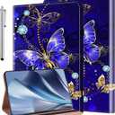Case for Samsung Galaxy Tab A11 Plus/A11+/A9 Plus/A9+ 5G 11 Inch 2025/2023, Auto Wake/Sleep Pencil Holder Flip Wallet Leather Shockproof Cover, Diamond Butterfly