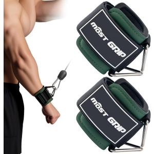 Wrist Cuffs with D-Ring, Wrist Wraps for Weightlifting with Neoprene Padding, Wrist Straps for Cable Machines (Olive Green)