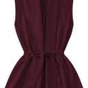 GORGLITTER Women's Sleeveless Long Cardigan Sweaters Vest Dressy Fall Casual Open Tie Front Lightweight Cardigan Trendy (Medium, Burgundy)