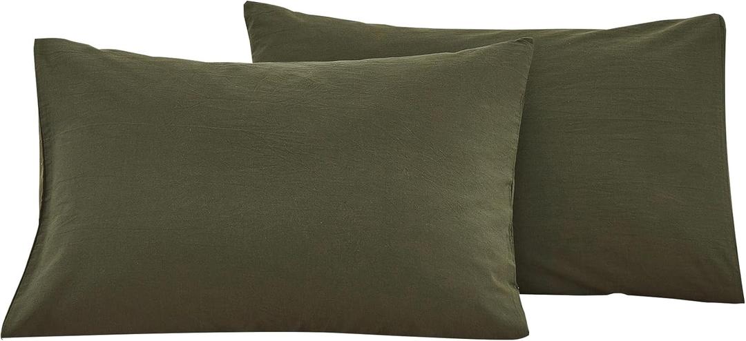 Ecocott 100% Natural Cotton Pillowcases Standard Size Avocado Green 2 Pack Pillow Cases with Envelope Closure (Standard, 20"x26") (Standard20"x26")