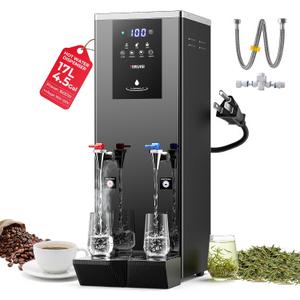 TERUISI Commercial Hot and Cold Water Dispenser, 60L(15.9Gal)/H Hot Water Boiler with Timer & Temp Settings, 1600W Electric Warm Drink Dispenser with 17L/4.5Gal Inner Tank for Café Office Countertop