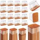 32Pcs Rectangle Chair Leg Floor Protectors for Hardwood Floor, Silicone Clear Felt Furniture Pads, No-Noise & Non-Slip Leg Caps, Kitchen Chair Rubber Mat Floor Protector(Fit: L 1.5"-2", W 0.75"-1")