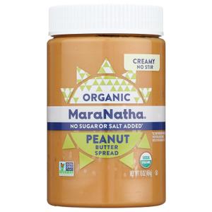 MaraNatha Organic Creamy Peanut Butter, No Sugar & Salt, Non GMO, 16 Ounces (Pack Of 6) (EXP 06/11/26)