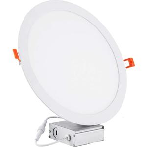 1Pack 11 Inch Ultra Thin LED Recessed Ceiling Light with Junction Box, 6000K Daylight, 24W 110V Eqv,Recessed Lighting, Slim No Dimmable Can-Killer Downlight,Canless Lights 2150LM High CRI80+ (11inch 1 Pack, 6000k-no Dimmable ( Clear White)