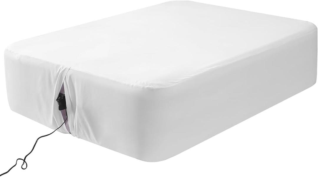 Fitted Sheet for Queen Air Mattress, with 18-24 Inch Extra Deep Pocket, Soft Breathable Bed Sheet Bottom Mattress Cover for Inflatable Air Bed, White