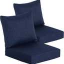 Goodgoods 24 x 24 Outdoor Patio Deep Seat Cushions 2-Pack, 1000+ Hours Fade-Resistant & Water-Resistant Outdoor Furniture Chair Cushions with 30D High-Resilience Foam for Sofa Chair, Indigo, 24''x24''x5.5''