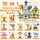 Adisher Halloween Party Favors,12Pcs Mochi Squishy 12Pcs Building Blocks and 24Pcs Pumpkin Boxes, Goodie Bag Fillers Classroom Prizes Trick or Treat Halloween