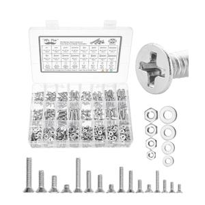 Mr. Pen- Nuts and Bolts Assortment Kit, 900 pcs, Stainless Steel, Phillips Flat Head Assorted Nuts and Bolts, Nut Bolt and Washer Assortment (900 pcs,#4-40,#6-32,#8-32,#10-24)