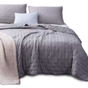 KASENTEX Ultra Soft Quilt-Coverlet-Bedspread-Blanket-Set All Season Machine Washable Quilts, Microfiber Lightweight Design - Solid Color Bedding Sets (Queen Size + 2 Pillow Case Shams, Grey)