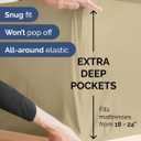 Extra Deep King Fitted Sheet - Hotel Luxury Single Fitted Sheet Only - Easily Fits 18 inch to 24 inch Mattress - Ultra Soft, Wrinkle Free w/Extra Deep Pockets - Easy-Care, Breathable & Comfy - Beige