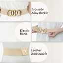 Giomos Elastic Waist Belt for Women Fashion, Wide Stretchy Belt with Ring Buckle for Dresses, Jeans, Casual or Formal Outfits, Khaki (Beige)