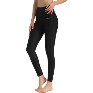 Ubestyle UPF 50+ High Waist Women's Swim Pants Swim Leggings Swimming Tights Rash Guard Pants Sun Protective (Medium, Black)