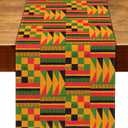 Nepnuser African Print Table Runner Black History Month Decorations Kwanzaa Kente National Holiday Party Supply Home Kitchen Dining Room Decor