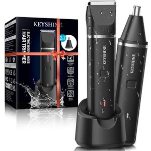 Electric Razor for Men: 2-in-1 Beard & Nose Hair Trimmer for Men - IPX7 Waterproof Shavers for Temple Groin Body Ear Hairs Trimmer - Best Gifts for Husband (Black)