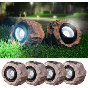 Timeflies Solar Rock Lights Outdoor, 4 Pack Super Bright Solar Spot Lights Outdoor IP65 Waterproof Yard Lights, Auto On/Off Garden Lights for Paths, Sidewalks, Yards, Landscapes, Patios