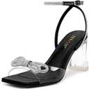 ISNOM Clear Rhinestone Heels for Women, Comfortable and Sassy, Suitable for All Occasions
Size 9