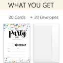 It's Party Time - Birthday Invitation Cards with Envelopes (4x6 Inches, Pack of 20) - Invitations for Birthday Party & Celebrations.(082)