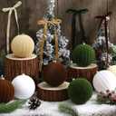 12 Pcs 4 Inch Large Velvet Christmas Balls with 24 Pcs 5.9 x 8.7 Inch Velvet Xmas Tree Bows Christmas Flocked Ornaments Set Hanging Decors for Tree Garland Holiday Party Decors(Neutral)