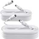 2 Pack 33ft/10M Power Extension Cable, 2PCS DC 12V Power Adapter Extension Cord 2.1mm x 5.5mm, Compatible with 12V DC Adapter Power Supply or Wall Charger for CCTV Security Camera IP Camera(White)