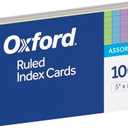 SET OF 2: Oxford Index Cards, Assorted Colors, 5" x 8", Ruled, 100-Pack (35810) + Money Rent Receipt