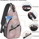 Rose Gold Leopard Print Crossbody Sling Bags Elegant Leopard Skin Texture Foil Effect Sling Backpack for Women Men Casual Shoulder Bag Cute Animal Fur Print Travel Gym Sports Hiking Daypack