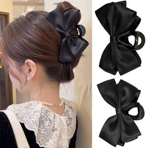 Premium Hair Clips for Women: Bow-knot Claw Clips for Thick and Thin Hair, Big Non-slip Bow Clips in Black