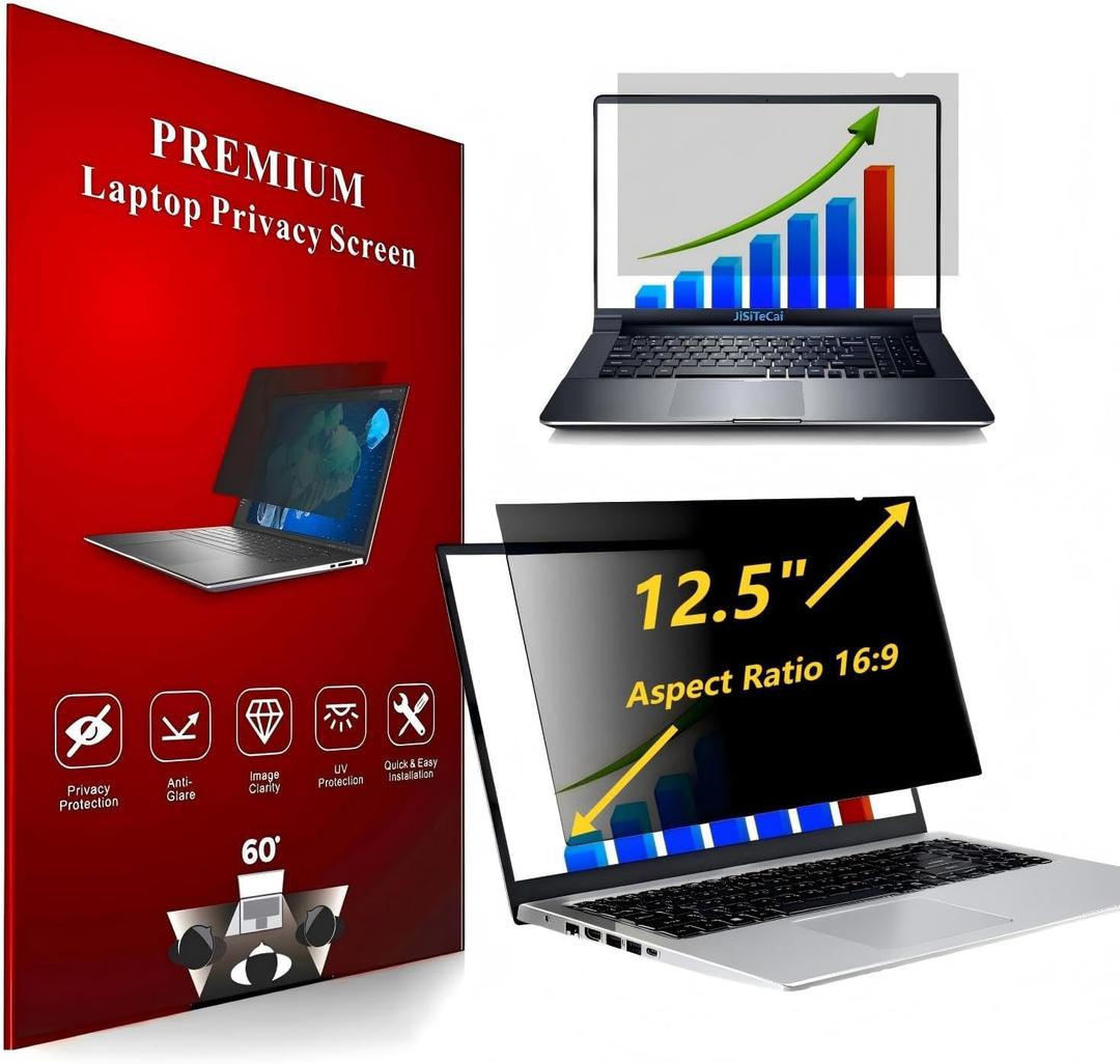 12.5 Inch 16:9 Computer Privacy Screen Filter for Monitor - Privacy Shield and Anti-Glare Protector
