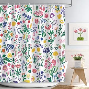 Floral Shower Curtain for Bathroom Decor, Modern Asthetic Bathroom Curtain Set, Waterproof Fabric Shower Curtain with Hooks, Artwork by Artist, Machine Washable, 72x72 in Floral Shower Curtain for Bathroom Decor, Modern Asthetic Bathroom Curtain Set, Waterproof Fabric Shower Curtain with Hooks, Artwork by Artist, Machine Washable, 72x72 in