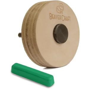 BeaverCraft Knife Sharpening Wheel 7cm PW1 - Buffing Wheel and Polishing Stropping Compound for Knives, Chisels, Woodworking Carving Tools