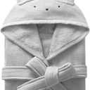 Kids Hooded Bathrobe 100% Cotton Pajama Robe, Boys and Girls Soft Towel Morning Gown, 2-12 Spa Toddler Long Bathrobe