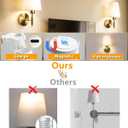 Adetu Battery Operated Wall Sconces Set of Two, Gold Rechargeable Wall Lights with 10000mAh RGB Rechargeable Magnetic Bulb, Battery Wall Sconce with Remote Control for Bedroom Decor
