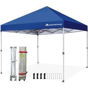 Anytee-10x10 Pop Up Canopy Tent, Easy Up Waterproof Outdoor Canopy with Wheeled Bag, Sun Shade for Patio, Backyard, Parties, Camping-Blue ASIN: B0GCWRVM4R