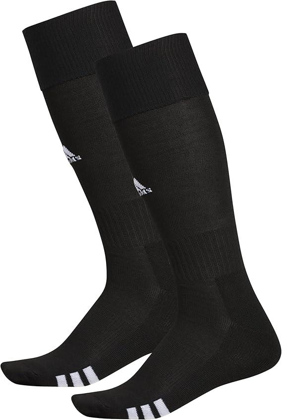 adidas Unisex Rivalry Soccer Socks (2-Pack) Over-the-Calf Athletic Fit for Men & Women, Black Medium