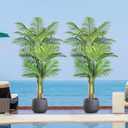 Keeplush 6ft Tall Triple Golden Cane Palm Artificial Tree 72inch Large Tropical Palm Tree UV Resistant Fake Plant in Pot for Indoor Outdoor Big House Living Room Outside Patio Office Home Decor 2Pack