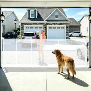 150" Extra Wide Retractable Baby Gates Dog Gate for Large Opening, 41" Extra Tall Mesh Pet Gate, Long Child Safety Gates with Fiberglass Rods for Stairways, Doorways, Hallways - Indoor/Outdoor Use (White)