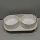 Elevated Ceramic Dog Bowl Set - Double Dog Feeding Bowls with Stand Splash Proof - Raised Dishes for Food and Water - Ideal for Small to Medium Dogs - 2 x 850 ml - 28.74 oz (White)