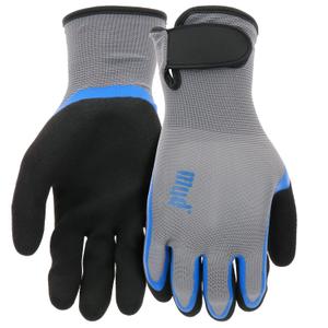 MUD Simply Men's Garden Gloves, Hook & Loop Dual Dip Latex, Grip, Water Resistant, Gray, Medium/Large (MD32021G-ML)