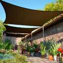 ShadeMart 10' x 16' Brown Sun Shade Sail UPF50 Rectangle Canopy Fabric Cloth Screen smTAPR1016, Water and Air Permeable & UV Resistant, Heavy Duty, Carport Patio Outdoor - (We Customize Size)
