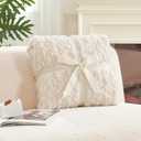 Cozy Bliss Faux Fur Throw Blanket for Couch, Fuzzy Soft Plush Thick Warm Fluffy Reversible Wave Textured Blanket for Sofa Bedroom Living Room, 55 * 70 Inches Cream White