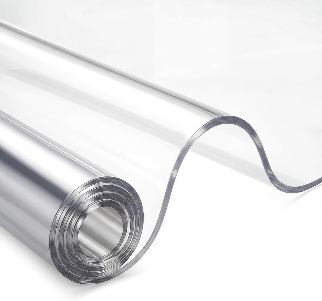 54 Inch x 3 ft Clear Vinyl Roll Sheet 40 Gauge Clear Plastic Roll Marine Vinyls Crystal Transparent Vinyl Sheeting for Window Boats Table Covering Greenhouse DIY Crafts Making Protective Film