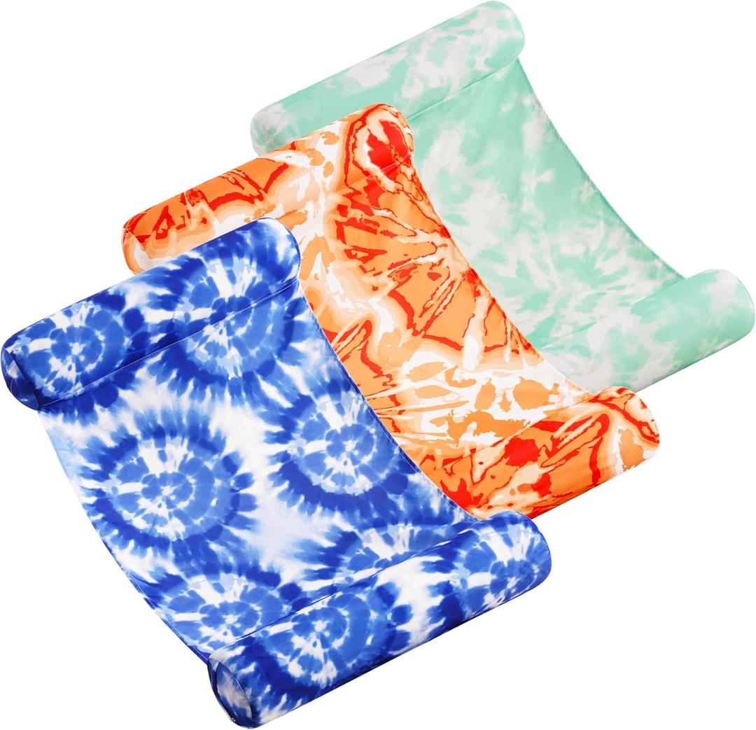 Sloosh 3 Pack 4-in-1 Inflatable Pool Floats - Water Hammock Lounges, Multi-Purpose Swimming Pool Accessories (Saddle, Lounge Chair, Drifter) for Pool, Lake, Outdoor, Beach, 26.7 x 46"
