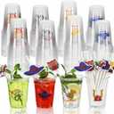 MUOUAKATE Derby Cups Plastic Disposable Bulk, 48 Pack 12 oz Derby Clear Julep Cups with Plastic Straws and Cards for Derby Party Decorations Supplies Horse Racing Favors Gift